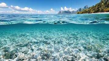 Underwater view of the ocean and tropical island photo