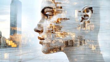 A woman's face is made up of multiple images photo