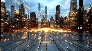 A cityscape with a cityscape in the background photo