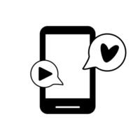 Mobile phone icon with notification speech bubble. vector