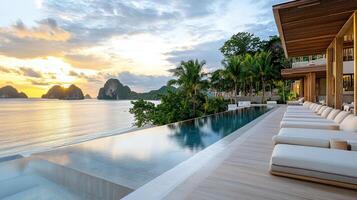 The infinity pool at the beach club at the koh phi phi resort in koh photo
