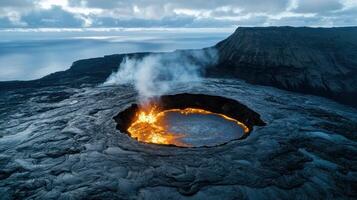 A lava pit with a large hole in the middle photo