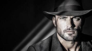A man in a hat and jacket photo