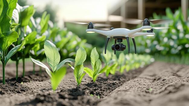 un zumbido es volador terminado un campo de plantas foto