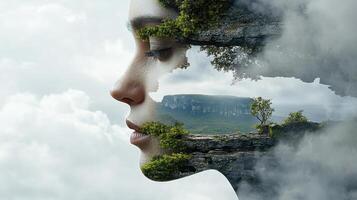 A woman's face is made up of two images photo
