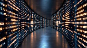 A long tunnel with many data lights photo