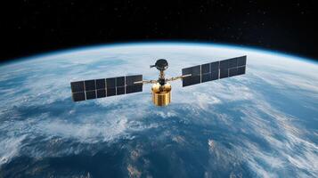 Space satellite in orbit over earth elements of this image furnished by nasa photo