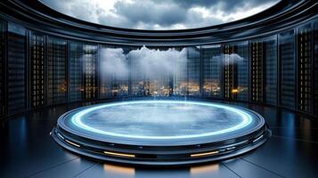 Cloud computing technology in a futuristic futuristic data center photo