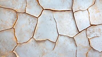 A cracked wall with a white paint on it photo