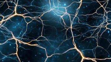 A blue background with lightning and fire photo