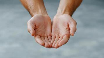 Hands of a man holding out his hands photo