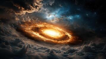 The galaxy is seen in the sky with clouds photo