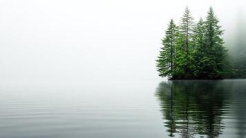 A lone tree stands on the edge of a lake photo