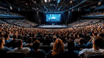 A large crowd of people in a large auditorium photo