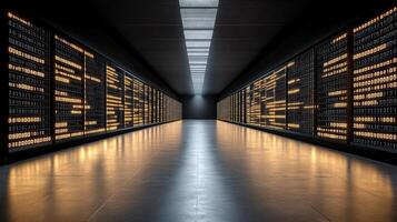 A long hallway with rows of data storage photo