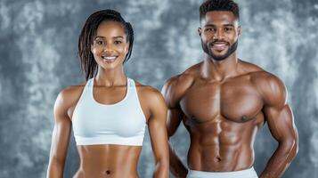 A man and woman in white underwear posing for the camera photo