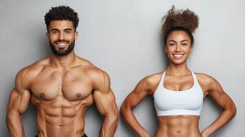 A man and woman with muscular bodies photo