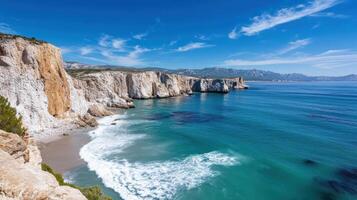 The cliffs of the coast of the island of sardinia, italy photo