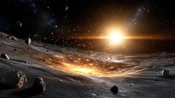 An asteroid is being hit by a star photo