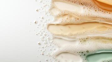 A close up of soap bubbles on a white surface photo