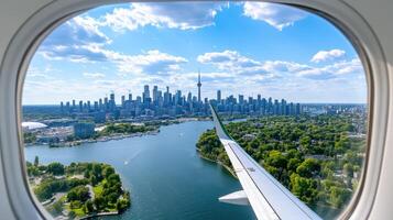 A view of toronto from an airplane window photo