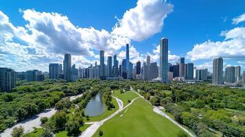 A view of the city skyline from above photo