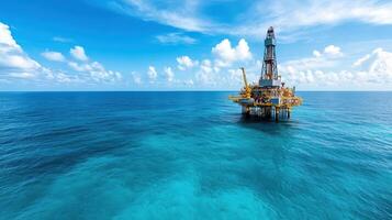 Oil rig in the middle of the ocean photo