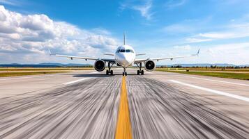 A large airplane is on the runway photo
