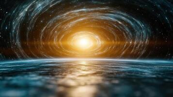 An image of a spiral galaxy with the sun shining through it photo