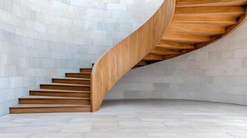 A spiral staircase in a white building photo