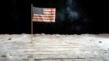 An american flag is on the moon photo