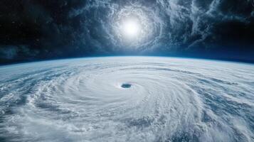 A hurricane is seen from space photo