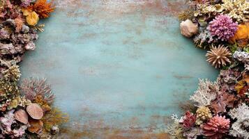 Underwater coral reef background with sea life photo