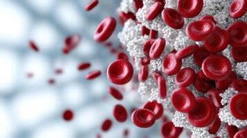 Red blood cells are shown in a 3d rendering photo