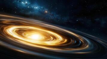 A black hole is seen in the center of a galaxy photo