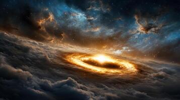 A black hole in the sky with a bright light photo