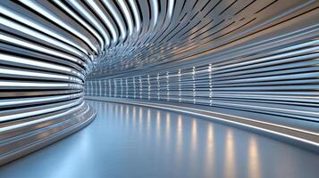 A futuristic tunnel with light and lines photo