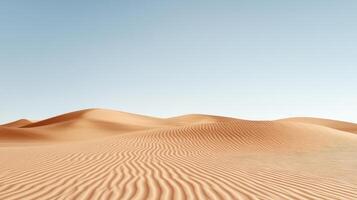 A desert with sand dunes and a blue sky photo