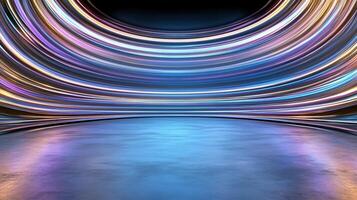 Abstract light tunnel with colorful streaks photo