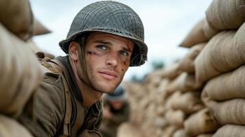 A man in a helmet is looking at the camera photo