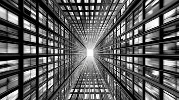 Black and white photo of a tunnel with light coming through