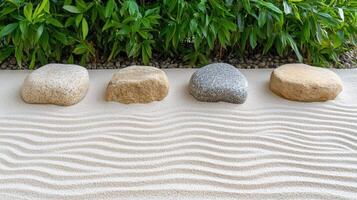Zen garden with stones and bamboo photo