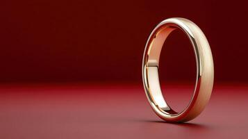 A wedding ring on a red background photo