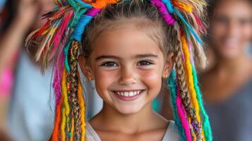 A young girl with colorful dreads photo