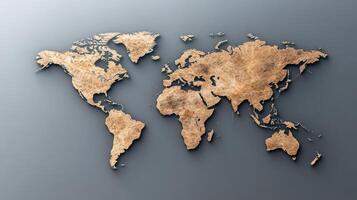 A 3d rendering of a world map on a gray background photo