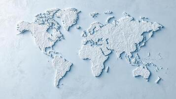 World map on a blue wall photo