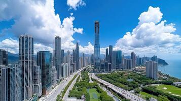 The city skyline of chicago, il, with the chicago river in the background photo
