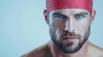 A man with a bandage on his head photo