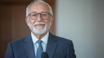 An older man with a beard and glasses photo