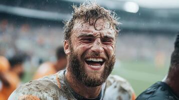 A man with a beard and a smile on his face photo